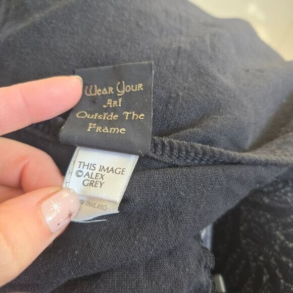 Vintage Crystal Tara Alex Gray Fairy Goth Black Midi Wrap Skirt Blue Moon Print - Picture 6 of 6